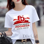 MERAH Kaos Hut Ri 80Th Healthy Walk Kaoss 80Th Uniform Girls Vibrant Merdeka Women Tops 17 August 19