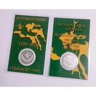 1 dirham, Uthmaniyah silver Perak 999 card certificate