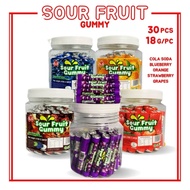 30Pcs/1Jar Sour Fruit Gummy Blueberry / Cola Soda /Orange Flavored Chewy Minty Sour Mint Candy Sweet