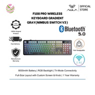 AULA F108 Pro Wireless Keyboard Gradient Gray side-engraved keycaps (Tri-Mode Connectivity & 8000mAh