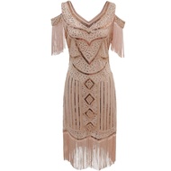 2023 New European and American vintage Gatsby evening dress 1920 Theme Party Sequin Tassel Dress