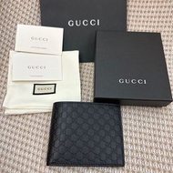 全新 Gucci 古馳 8卡 GG logo 牛皮 壓紋 黑色 男用 基本款 短夾 皮夾 信用卡夾 保證真品 正品 薄型