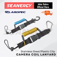 Aropec Coil Lanyard Camera Lanyard Spring Lanyard with Steel Wire Reinforcement for Scuba Diving Cam