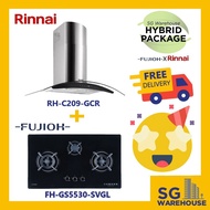 FH-GS5530SVGL x RH-C209-GCR/ Fujioh Glass Cooker Hob x Rinnai Chimney Hood