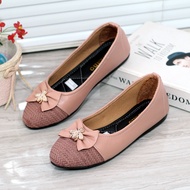 Sepatu Flat Shoes Anak Perempuan Motif Pita Rajut Slip on Sol Karet Anti Slip / Sepatu Balet Anak