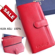 Discount Genuine Leather Wallet Kickers Red Long Fast Delivery Button