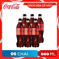 LỐC 6 CHAI NƯỚC NGỌT KHÔNG ĐƯỜNG ZERO SUGAR COCA COLA 600ML