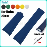 20mm Curved End Silicone Watch Band for Rolex Daytona Water Ghost GMT Replacement Watch Strap for Oy