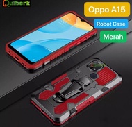 Case Oppo A15 Robot Standing Cover Silikon Casing Soft Case Handphone - Merah
