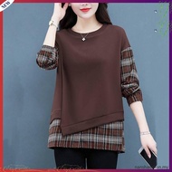 【M-4XL】Trendy Tops for Women Long Sleeve for Women Loose Shirt Plaid Shirt Korean Tops for Women Lon