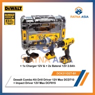 Dewalt DCK211D2T Combo Kit Drill Driver 12V Max DCD710 + Impact Driver 12V Max DCF815 Dewalt DCK211D