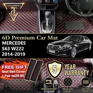 Top Carpet MERCEDES S-CLASS W222 ( 2014 - 2019 ) 6D PU Leather Car Carpet VIP Car Mat Floor Mat Alas