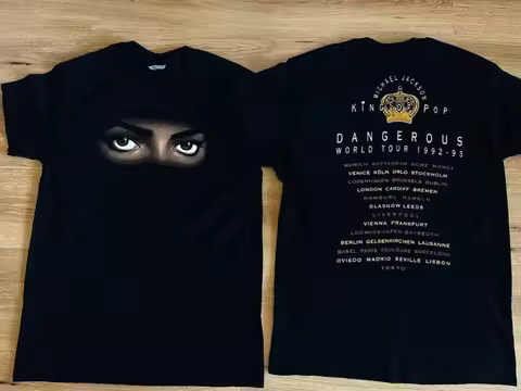 Michael Jackson Dangerous World Tour 1992-93 Unisex Black T-Shirt Vtg 90s Michael Jackson Tour Conce