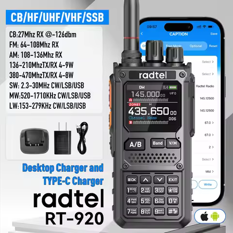 Radtel RT-920 ShortWave UHF VHF LSB USB CW Rx Radio Spectrum Analyzer AM FM Ham Radio Desktop Charge