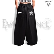 Men's and Women's Baggy pants Fleece Balloon Long pants Balloon Gombrong Star Motif Black pants Dist