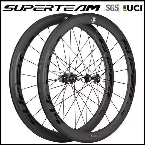 SUPERTEAM Rim Brake Center Lock Carbon Bicycle Wheelset Hubs 50mm Clincher Road Bike Wheels