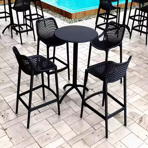 Restaurant Dining 76cm High Bar Stools Outdoor Chair and Table Plastic Chair Cafe Bar Pp Plastic Bar