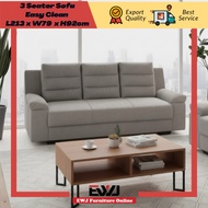 EWJ 3889-3 Seater Sofa Easy Clean / Velvet Sofa Zig Zag spring high density form Murah Cantik Morden