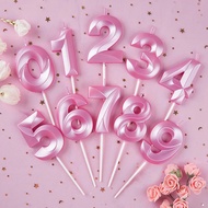 1pc 0-9 Number Birthday Candles Pink Blue Extended Big 3d Design Cake Candle Topper Decoration For B
