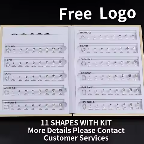 (Free Logo) Customize Comparison Chart Set Ring Size Reference Gemstones 5A Cubic Zirconia Diamond C