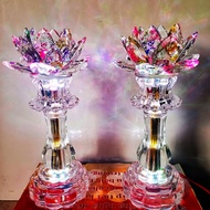34 Solid Crystal Lotus Lamp Used to Decorate Ancestor Worship Altar, Decorate Mother Quang Am Altar