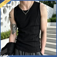 SEV Men Tank Top Men Gym Tank Top Men's Ribbed Sleeveless Tank Top Summer Workout Gym T-shirt Solid 