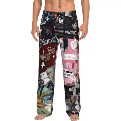 Custom Rapper Rap God Eminem Pajama Pants Men Sleepwear Sleep Lounge Bottoms with Pockets