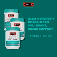 [Triple Pack] Swisse Ultiboost High Strength Odourless Wild Fish Oil 1500Mg 200 Caps