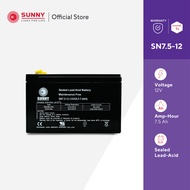 SUNNY เเบตเตอรี่เเห้ง SLA 12V 7.5Ah รุ่น SN7.5-12 Battery Sealed Lead Acid เหมาะสำหรับไฟสำรองฉุกเฉิน/UPS/ระบบเตือนภัย