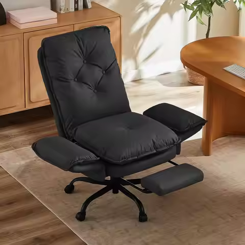 Cross Legged Office Chair with Footrest, High Back Criss Cross Chair with Reversible Armrests and Wh