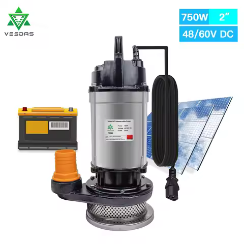 750W 48V 60V DC 2inch Brushless Solar Submersible Water Pump Inserted MPPT built-in controller For 4
