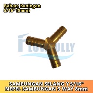 Y Connection Nipple 5/ 16 INCH Brass Hose Connection 3 WAY Y Connector