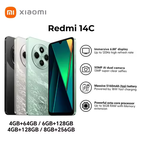 Xiaomi Redmi 14C Smartphone Immersion 6.88'' 120Hz Display 50MP AI Dual Camera Massive 5160mAh Batte