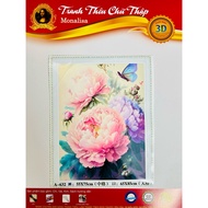 Closed embroidery painting Pink Peony A632, size 55 x 75 cm