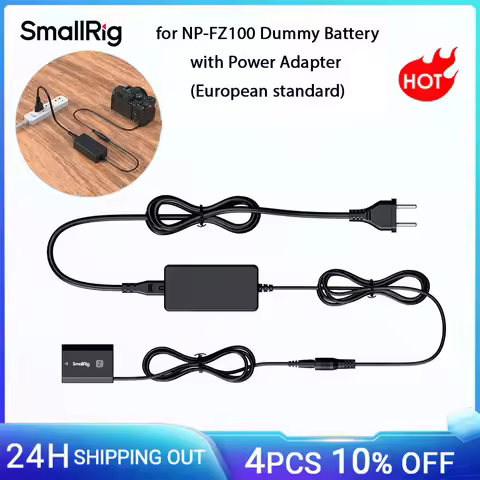SmallRig for NP-FZ100 Dummy Battery w Power Adapter for Sony A7 III/A7R IV/A7R V/A6700/FX30/ZV-E10 I