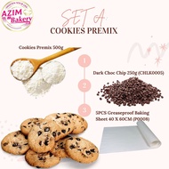 Set Raya Chocolate Chip Almond Cookies Premix | Set Tepung Segera Biskut Coklat Chips Almond | Combo