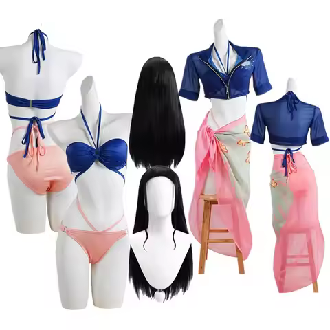Nico Robin Cosplay Swimsuit Bikini Costume Anime Disguise Women Swimwear Cloak Skirt Wig Outfits Hal