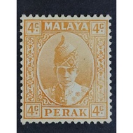 Malaya 1938-41 Perak Sultan Iskandar 4c Orange - 1pc MLH Stamp / Setem