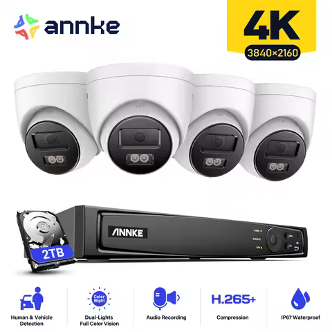 ANNKE 4K Ultra HD POE Video Surveillance System 8CH NVR Recorder With 8MP Security Cameras CCTV Kit 