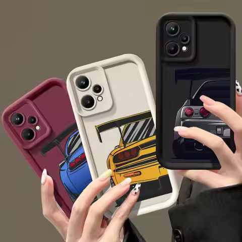 Cartoon JDM Sports Car Phone Case For Realme 8 9 11 14 12 13 Pro Plus C33 C35 C21Y C53 C55 C63 C65 C