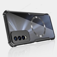 for vivo V2026 V2027 V2028 V2029 Magnetic Phone Case Wireless Charging Casing Transparent Acrylic Ba