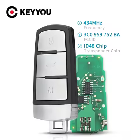 KEYYOU 3 Buttons Flip Smart Car Remote Key Fob with ID48 Chip 3C0959752BA 433MHZ ID48 For VW Passat 