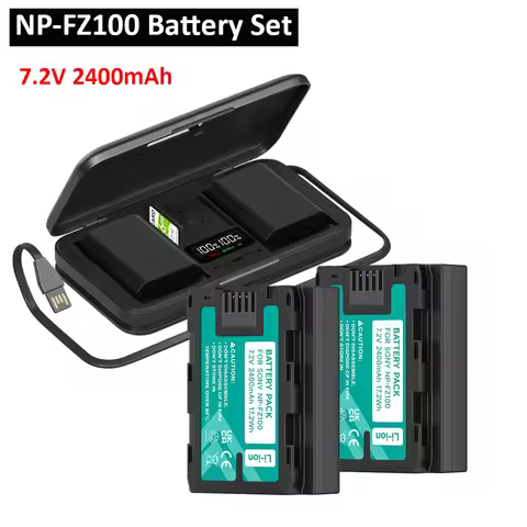 NP-FZ100 NP FZ100 Battery + USB Fast Charging Charger 2400mAh NPFZ100 Battery for Sony Alpha BC-QZ1 