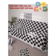Sofa Cover, Black And White Plaid sofa Cover, vintage sofa Cover, Korean sofa Cover