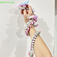 FUHUI 3D Printed Horned Dragon, Luminous Simulation Dragon Figurine, Animal Model Glow in The Dark M