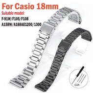 Watch Strap for Casio F-91W F105 F108 A158 A168 AE1300 AE1200 18mm Replacement Watch Band Stainless 