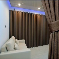 Plain blackout curtains, thick, 6 waves, smokring model curtains