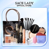 （Delivery in 3 days）SACE LADY Natural Make Up Set Complete Make Up Kit Cosmetics Eyeshadow Palette Foundation Concealer Mascara Eyebrow Gel Lipstick Contour Highlighter Blush [Matte, Waterproof, Longlasting, High Pigment]+free gift bag