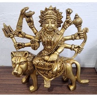 Brass Goddess Durga Statue ( Height 6 Inch, Length 5 Inch
