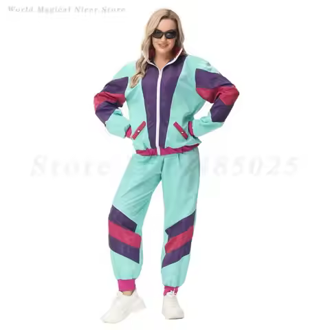 Women Retro 70S 80S Disco Costume Halloween Adult Vintage Hip-Hop Dancer Clothing Sportwear Jacket P